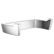 Polished chrome double robe hook with curved hooks on each end and a connecting bar in the middle.