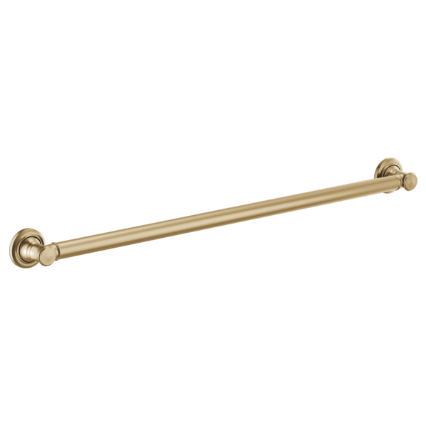 Champagne bronze grab bar with circular wall-mounted flanges at each end.