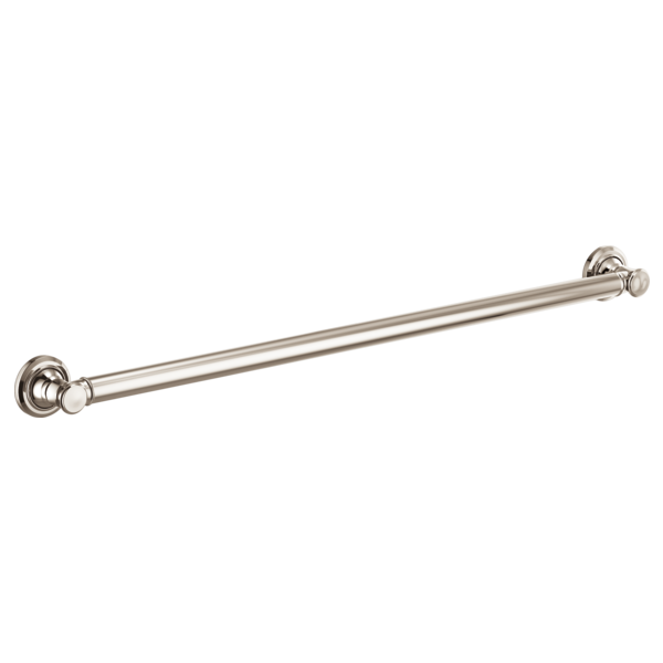 Polished nickel grab bar with circular mounting flanges at each end, 36 inches long.