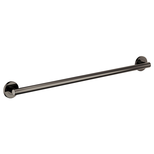 Chrome and matte black cylindrical grab bar with circular mounting flanges at each end.