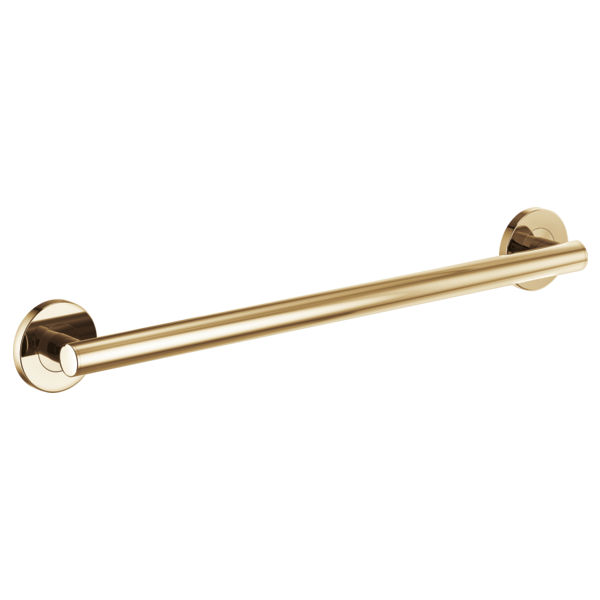 Champagne bronze 24-inch cylindrical grab bar with round wall-mounted flanges on each end.