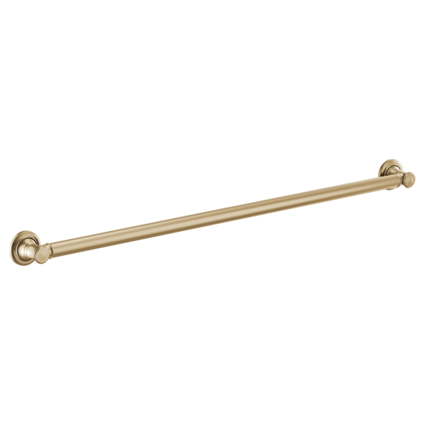Champagne bronze 42-inch straight grab bar with circular wall-mounted flanges at each end.