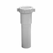 Gray PVC slip joint extension tube with threaded collar and connectors on ends.