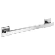 Chrome and stainless steel linear grab bar with square mounting brackets on each end.