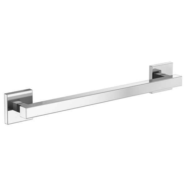 Chrome and stainless steel linear grab bar with square mounting brackets on each end.
