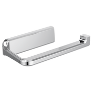 Chrome tissue holder with curved rectangular design and wall-mounted brackets.