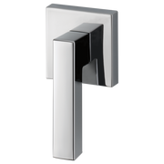 Chrome side mount flush lever with rectangular handle and square mounting plate.