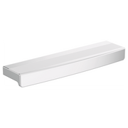 Polished chrome rectangular drawer pull with horizontal knurled grip pattern on top surface.