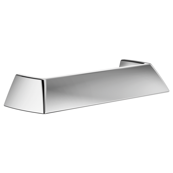 Polished chrome drawer pull with angled rectangular bar and squared bracket ends.