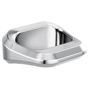 Polished chrome drawer knob with curved squared edges and concave center grip.