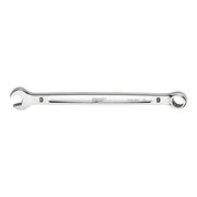 Silver 9mm combination wrench with open and closed ends, marked with "9" on both sides and Milwaukee branding.