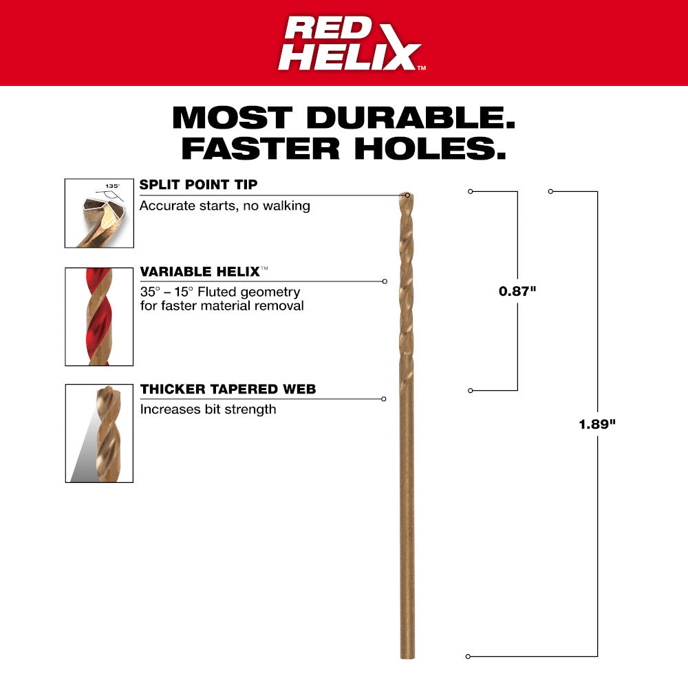 Milwaukee 48-89-2301 RED HELIX Cobalt 1/16" Drill Bit