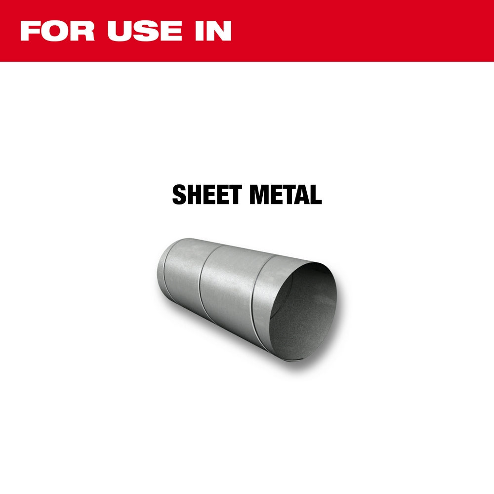 Metal cylindrical tube with text indicating use in sheet metal cutting applications.