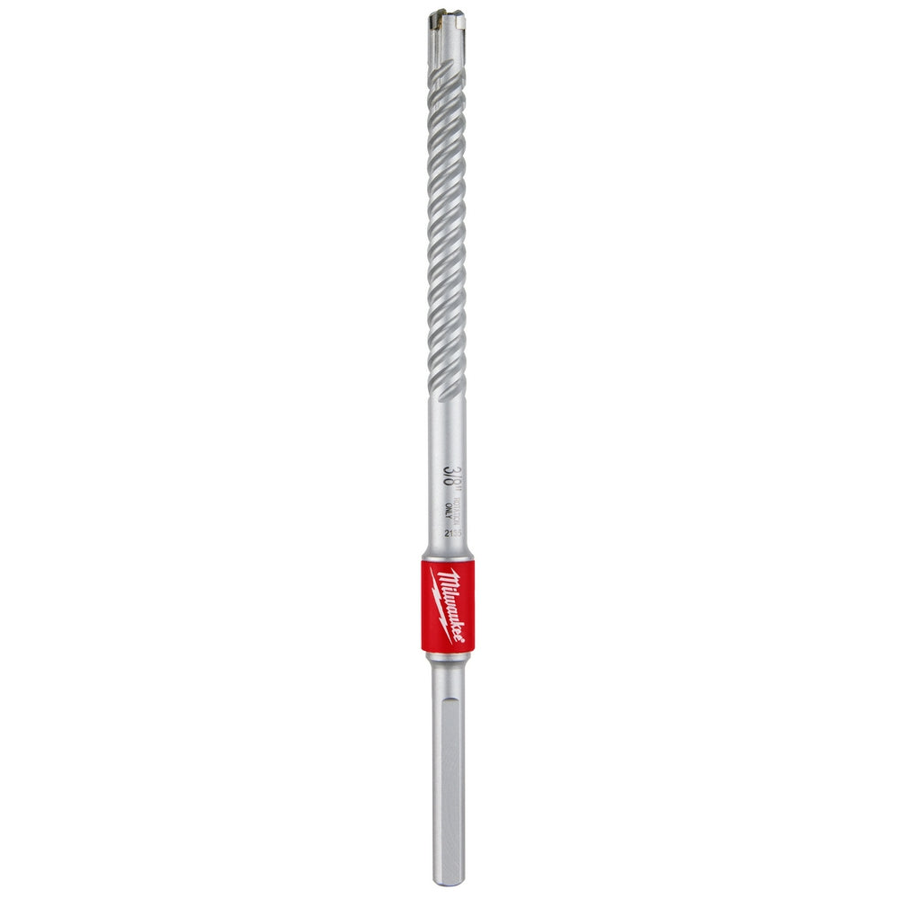 Milwaukee 3/8" x 8" straight shank rebar cutter with fluted drill bit and red band collar.