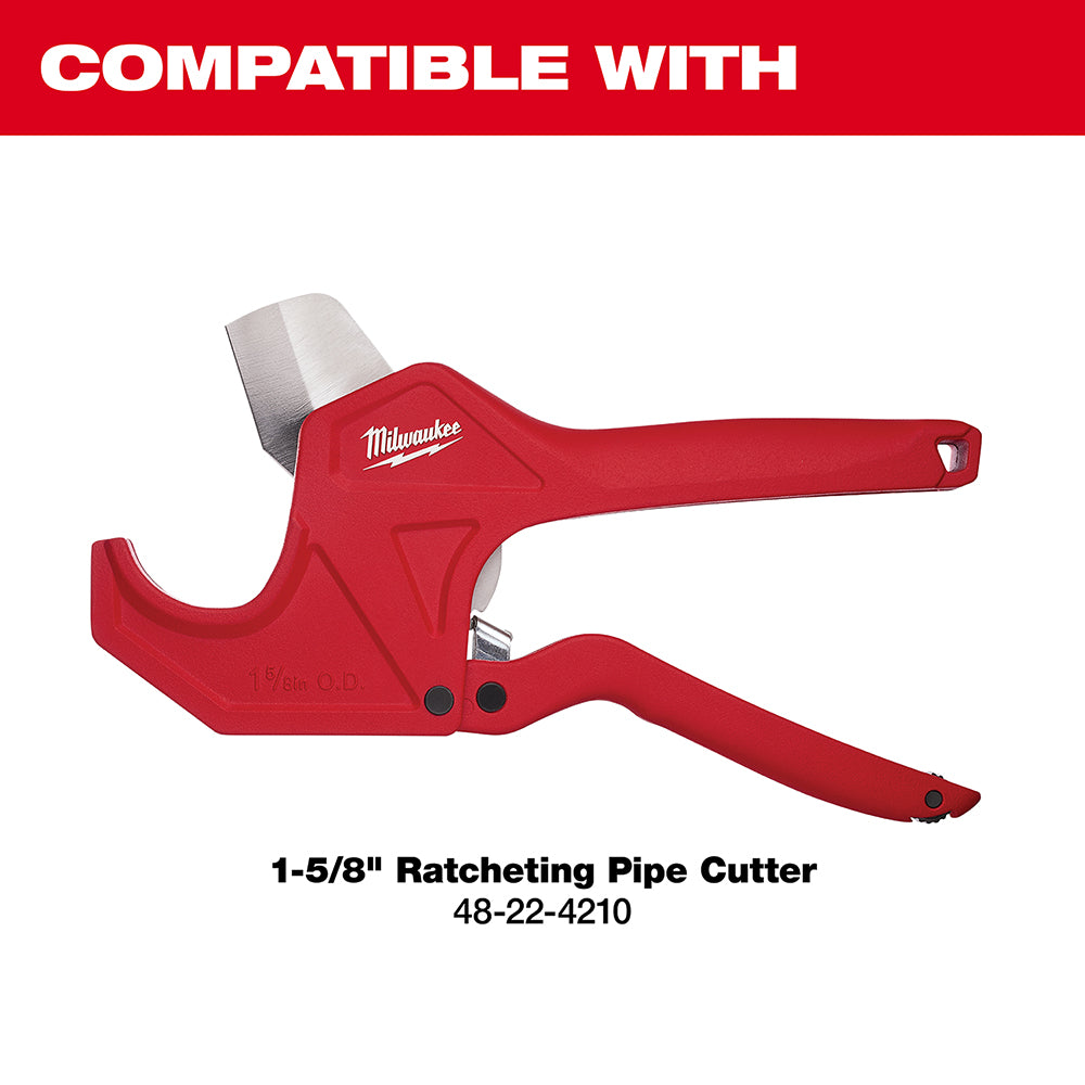 Stainless steel cutting blade for Milwaukee ratcheting pipe cutter, 1-5/8 inch capacity.