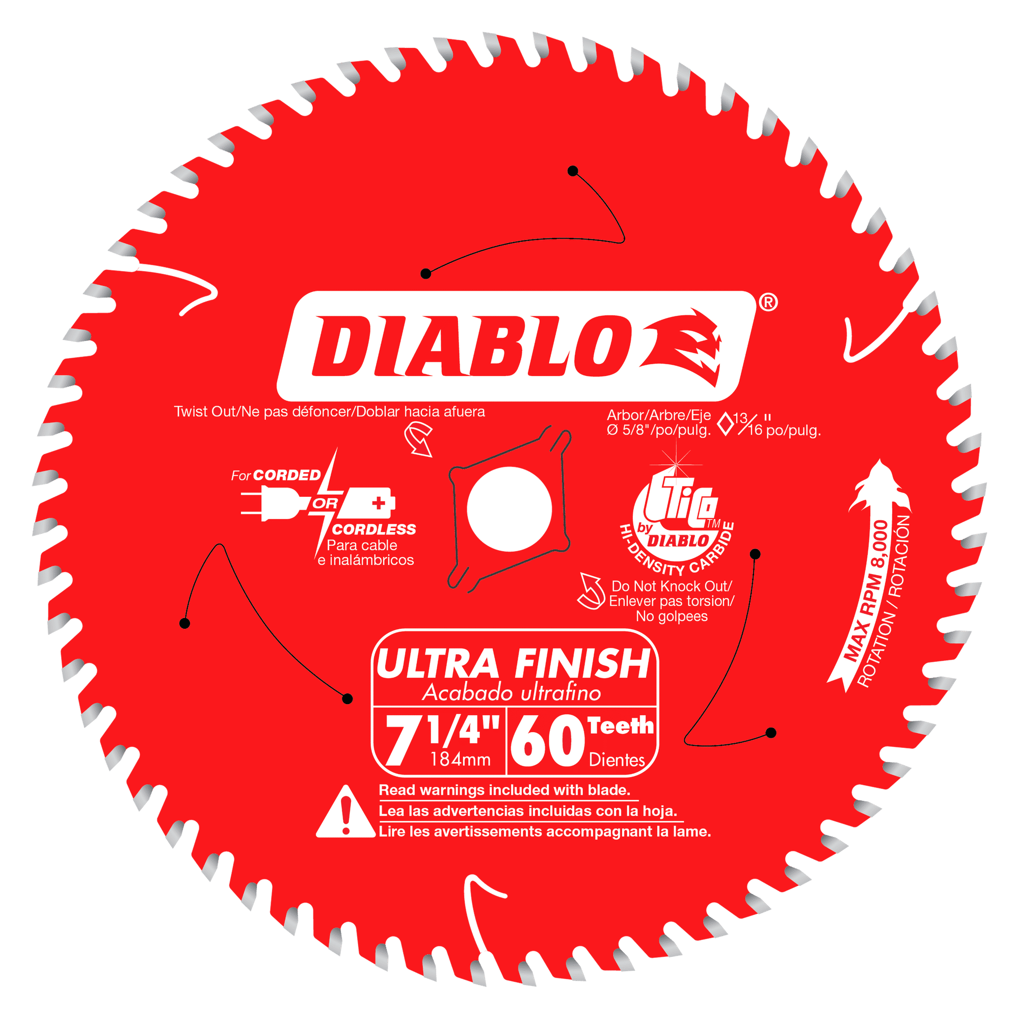 Diablo D0760A 7-1/4 in. x 60 Tooth Ultra Finish Saw Blade - 2 Pack