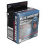 Blue abrasive mesh cloth roll in retail packaging with product branding and specifications visible on box.