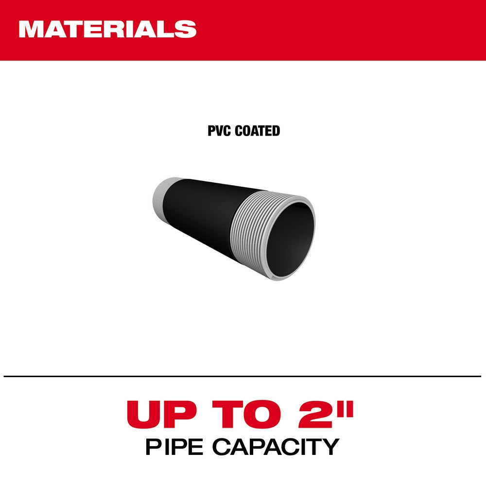 PVC-coated pipe with visible threads, shown at an angle against white background.
