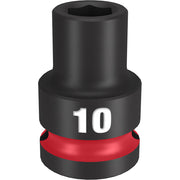 Black 10MM socket with hexagonal opening and red impact band on base.
