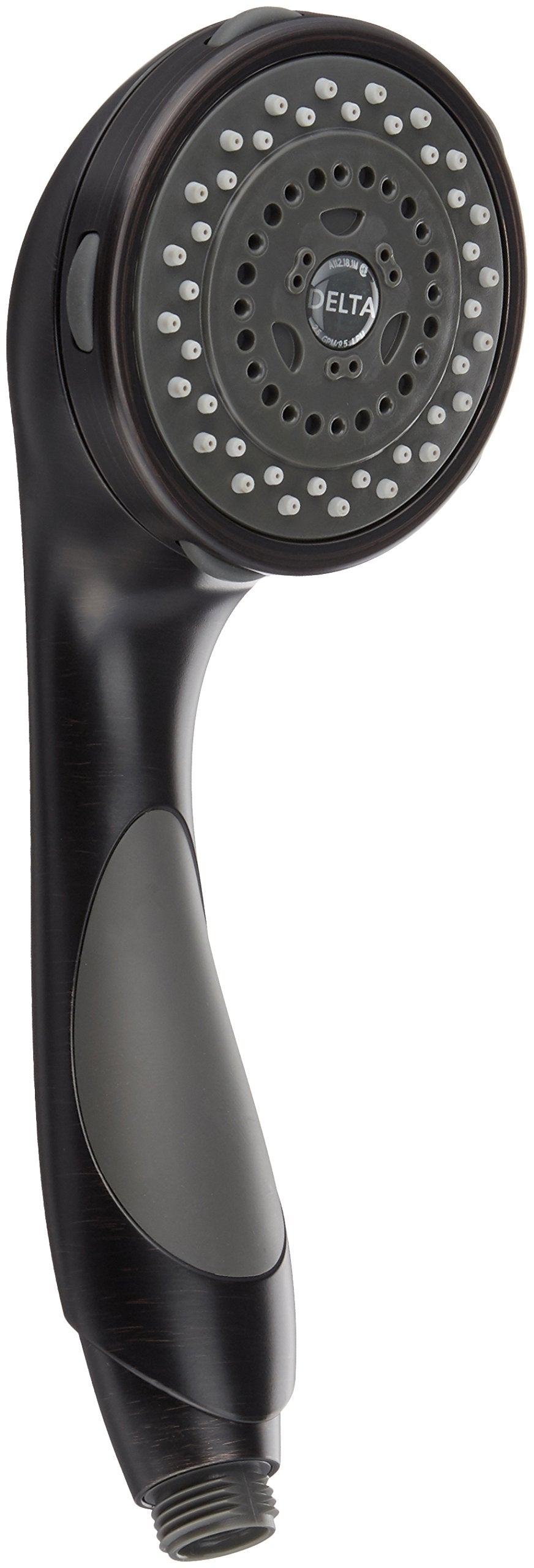 Venetian bronze hand shower with multiple spray holes arranged in concentric circles and ergonomic handle grip.