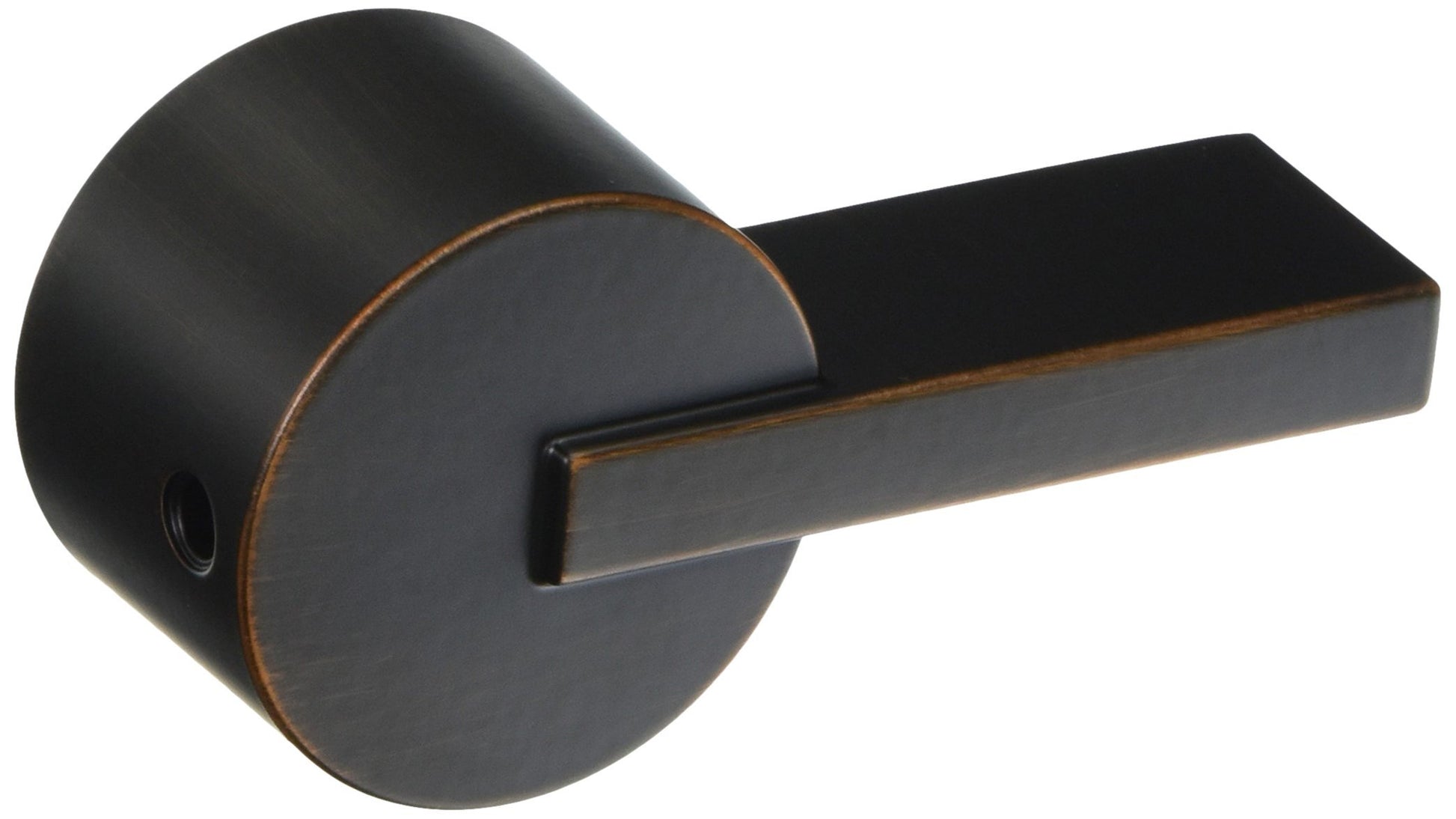 Metal lever handle in Venetian bronze finish with circular escutcheon and bronze-trimmed edges.