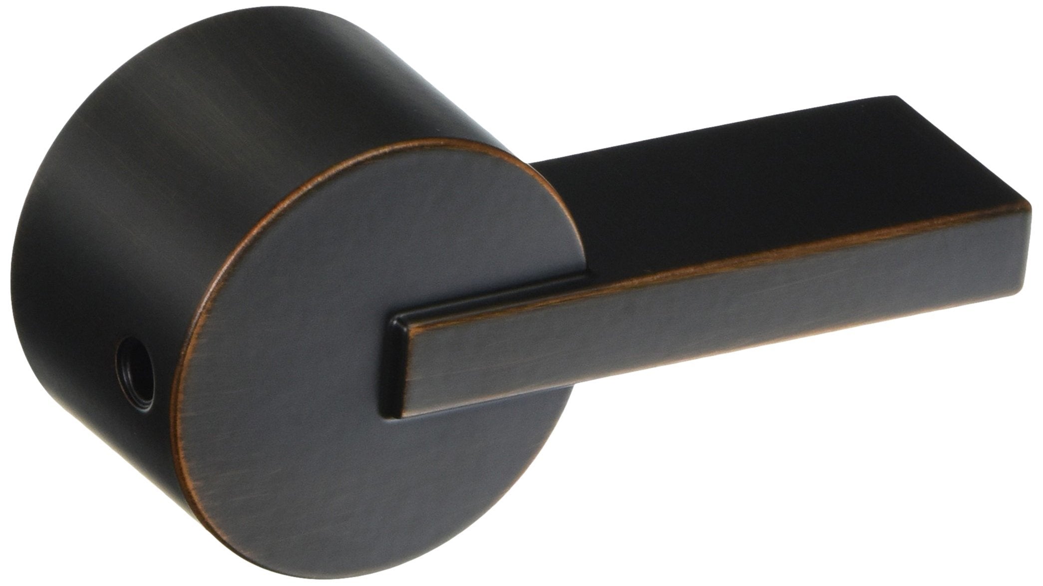 Metal lever handle in Venetian bronze finish with circular escutcheon and bronze-trimmed edges.