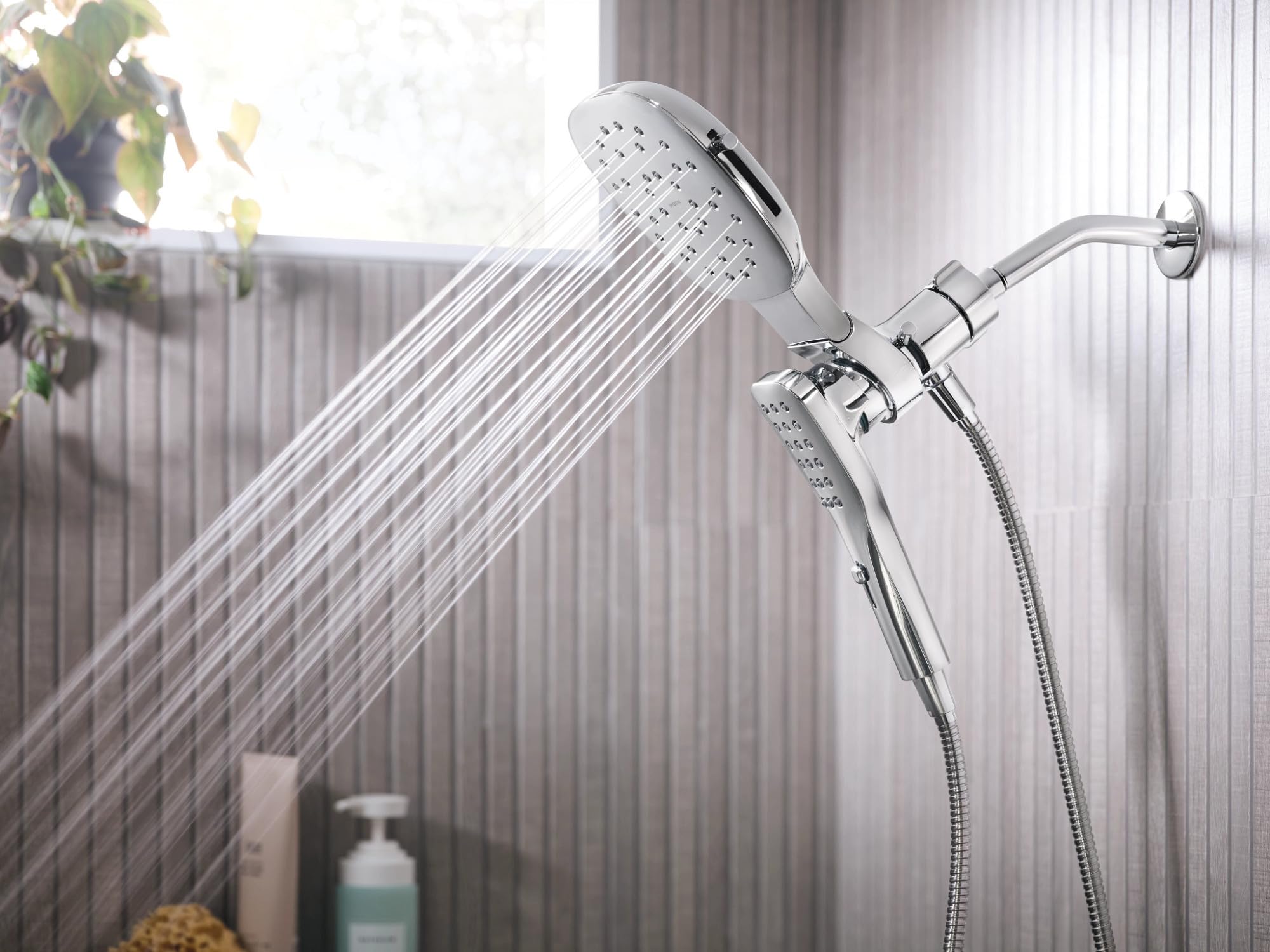Moen Verso Eco Performance Infiniti Dial Square Rain Shower Head with Detachable Hand Shower Combo 7 Inch Spray Head in Chrome - 220C5EP