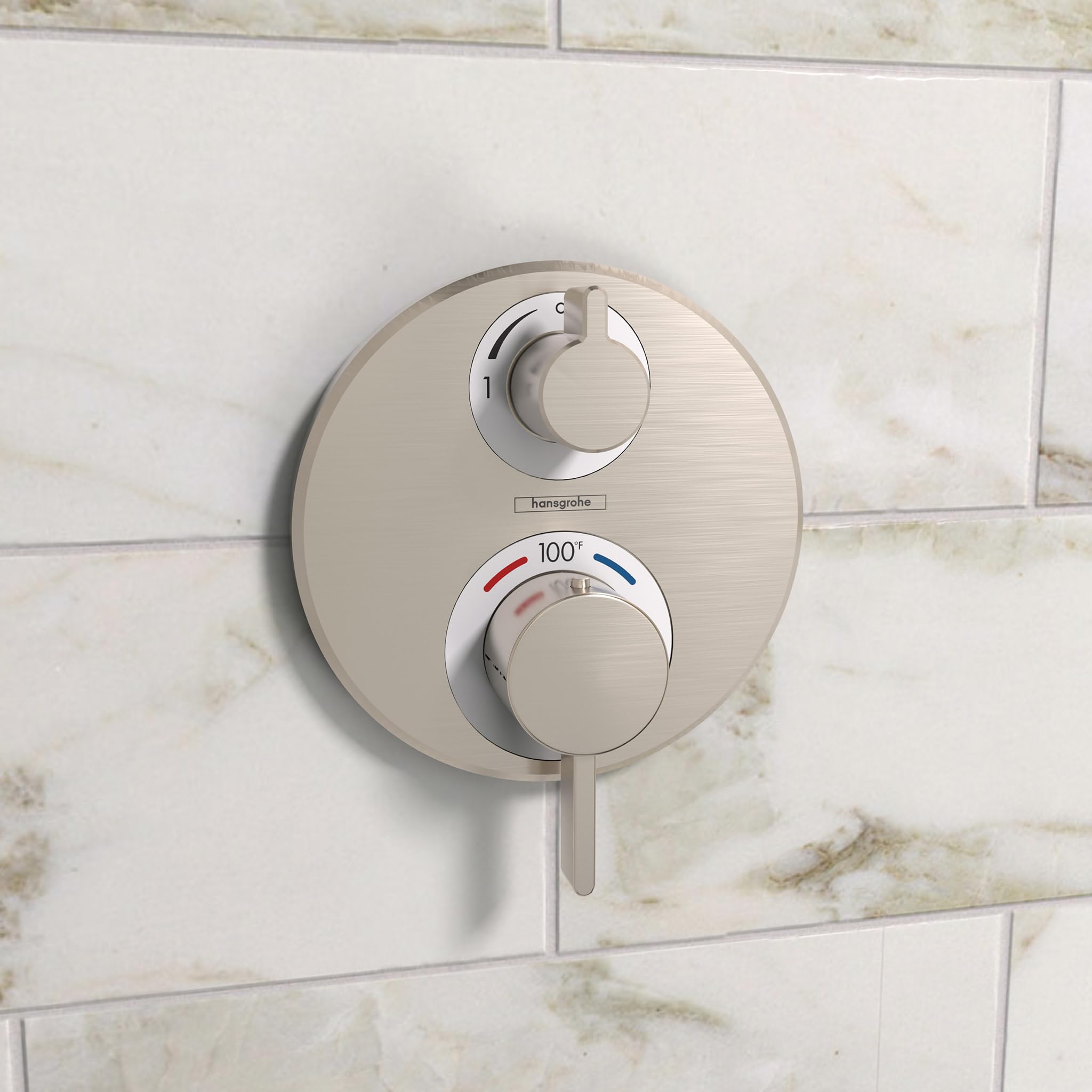 Hansgrohe 15758821 Ecostat S Thermostatic Trim with Volume Control and Diverter in Brushed Nickel