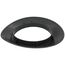 Black rubber wall plate with oval opening for 2/4 inch piping installation.