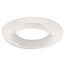 White rubber wall plate with circular design and center opening for pipe or duct installation.