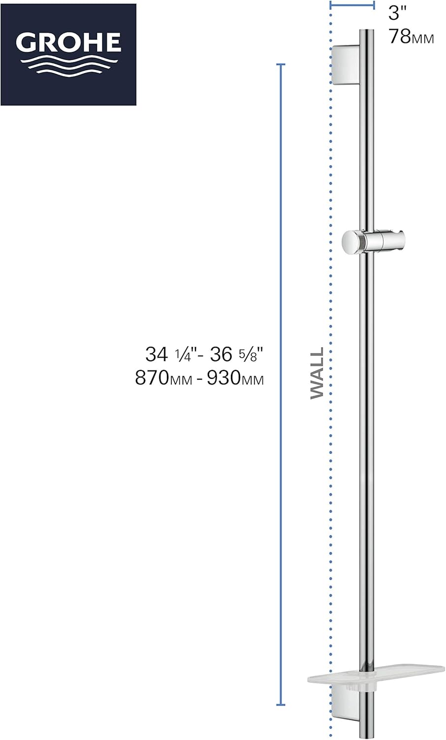 Grohe Rainshower 26603EN0 36" Shower Slide Bar in Grohe Brushed Nickel