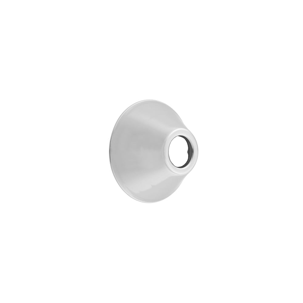 Polished nickel bell-shaped escutcheon with circular opening, 11/16 inch size.