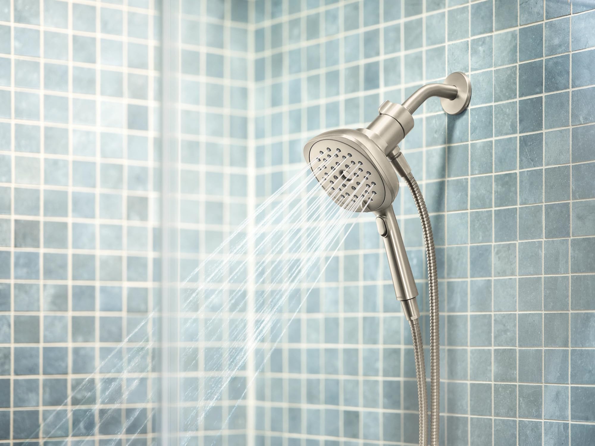 Moen Verso Eco Performance Infiniti Dial Square Handheld Shower 5 Inch Diameter Spray Head in Brushed Nickel - 220H5EPBN