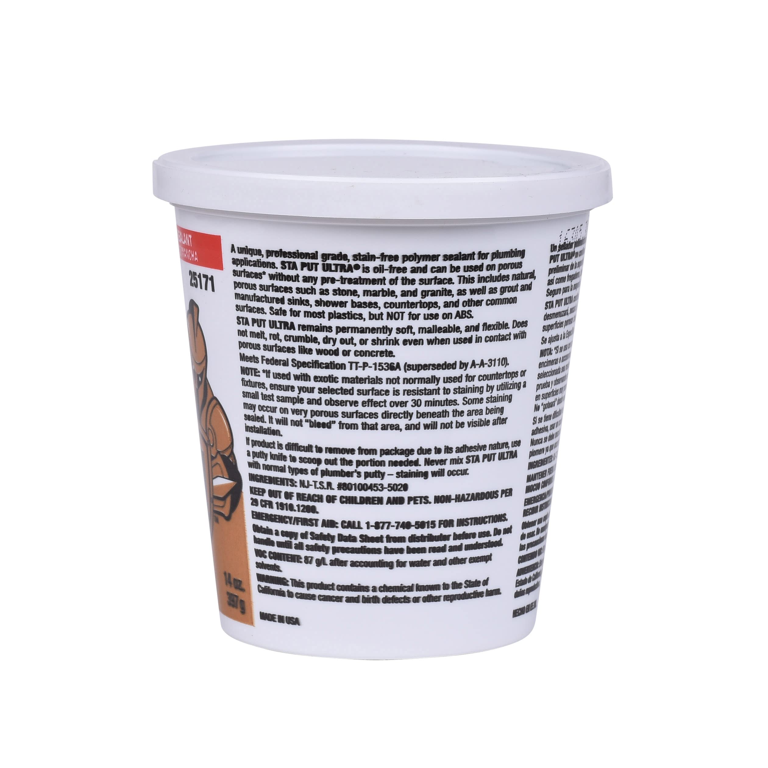 Oatey Stain-Free Plumbers Putty, 14 oz in Beige - 25171