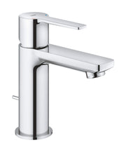 Chrome single-handle bathroom faucet with cylindrical body and extended rectangular spout.