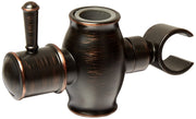 Venetian bronze slide bar mechanism with cylindrical end connections and adjustable slide clip on right side.