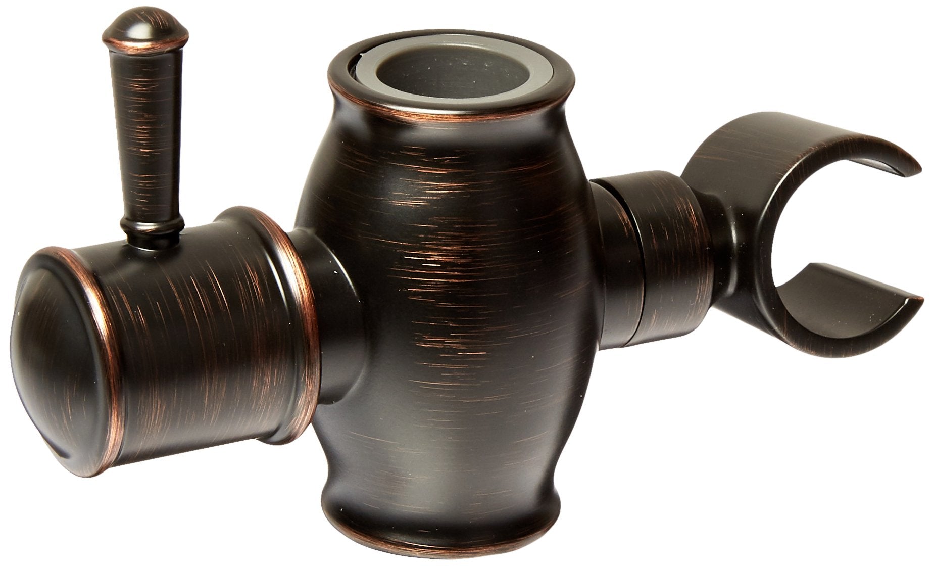 Venetian bronze slide bar mechanism with cylindrical end connections and adjustable slide clip on right side.