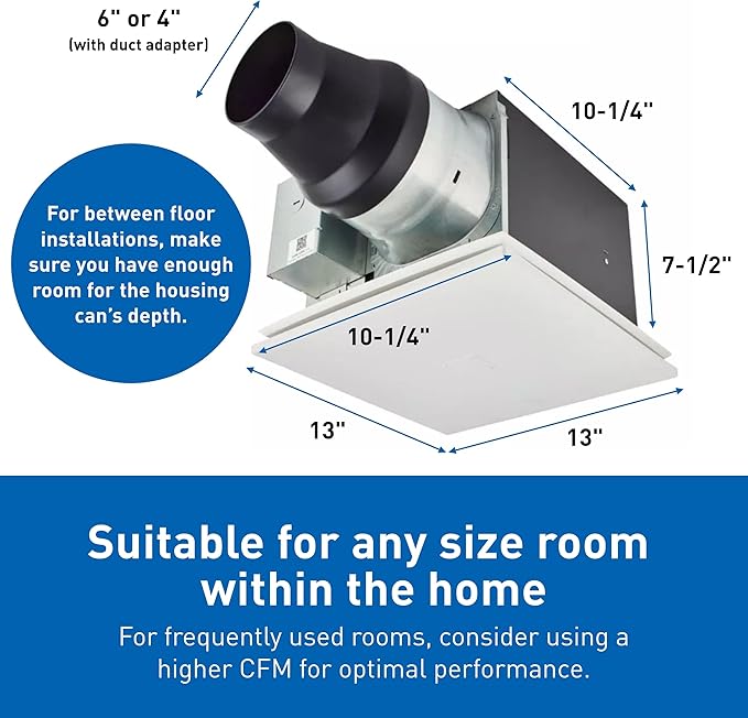 Panasonic Ceiling Fans WhisperGreen Dual Speed Architectural Ventilation Fan 30-110 CFM - FV-0511VKS3S