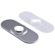 Arctic stainless steel escutcheon with chrome ring and white rubber gasket for bar faucet installation.