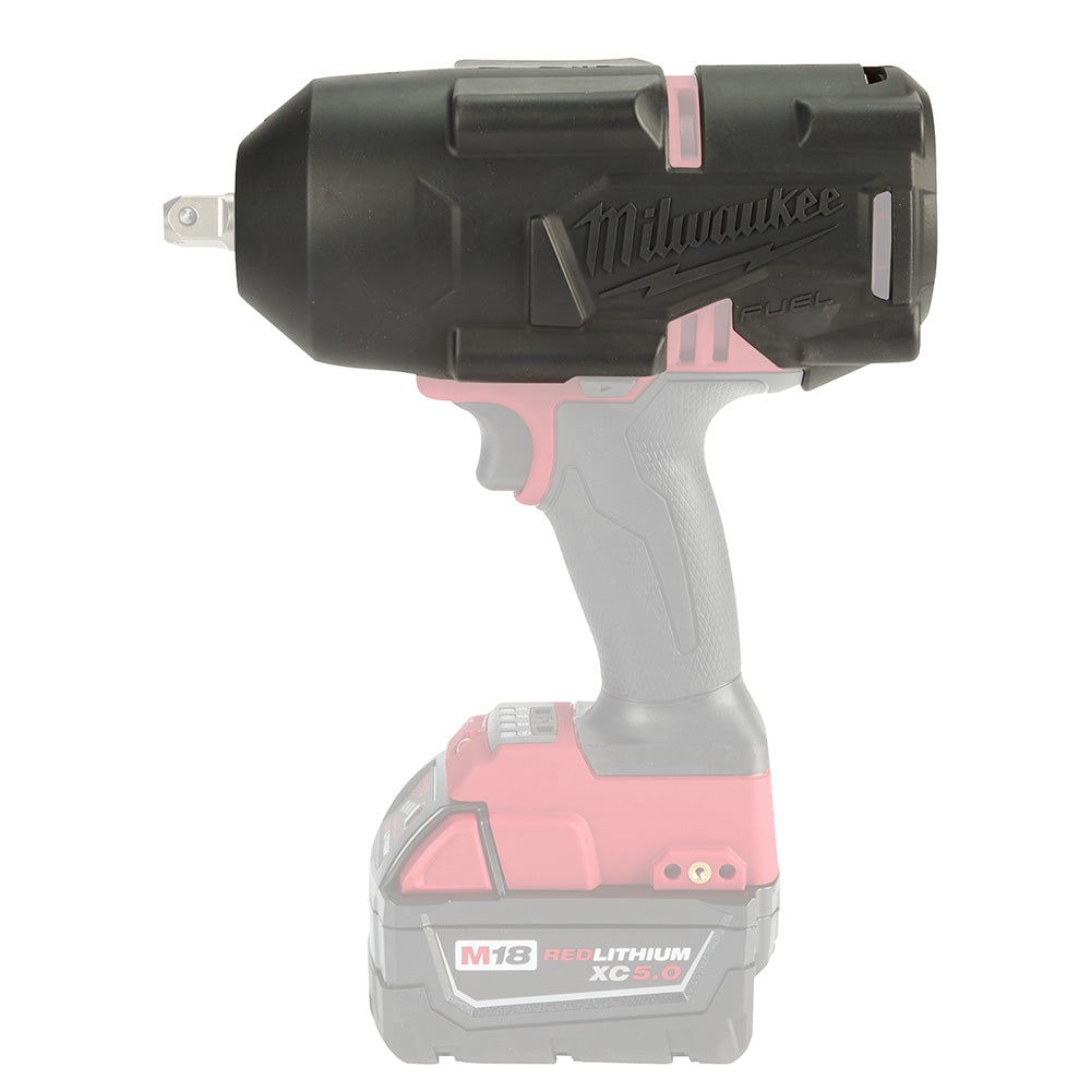 Black protective boot cover with pink accents for Milwaukee M18 FUEL impact wrench.