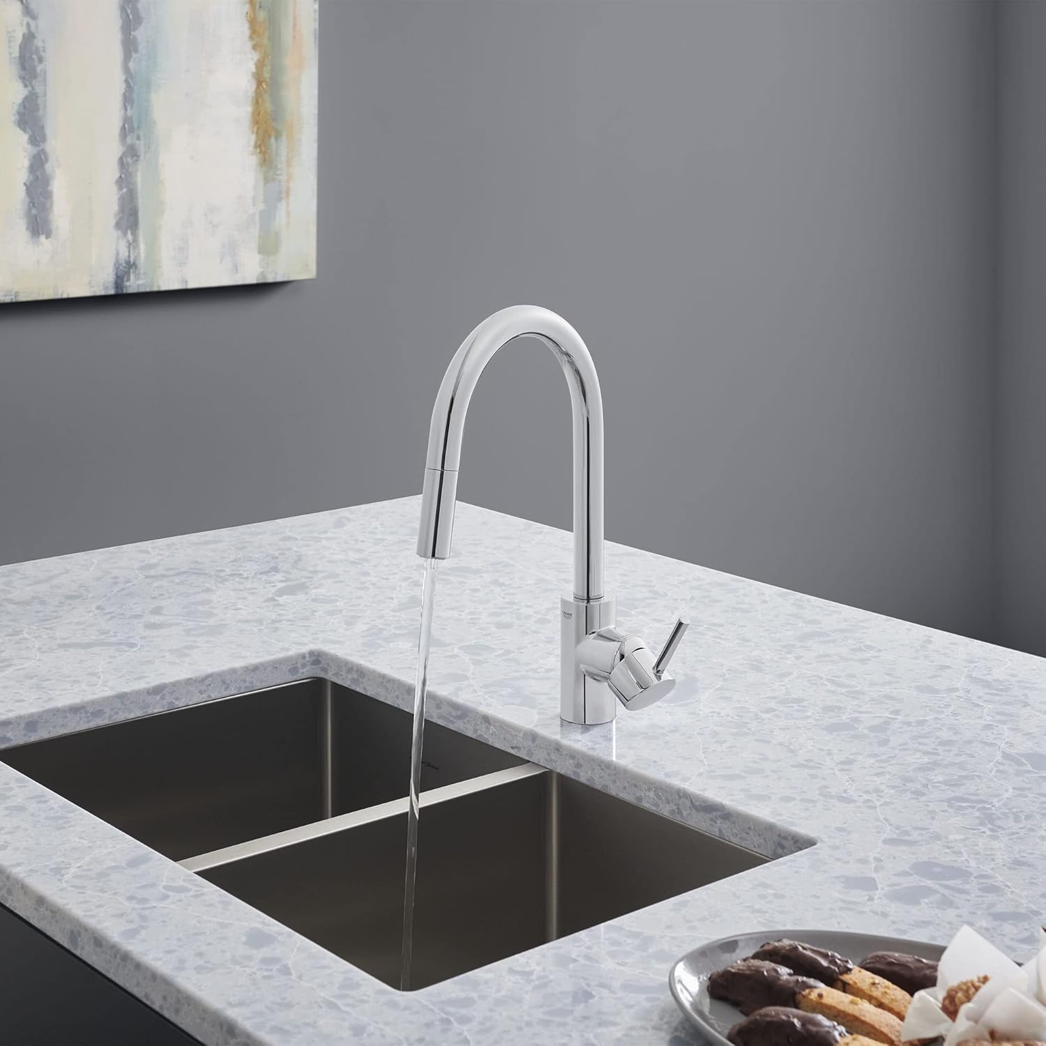 Grohe 32665003 Concetto Single-Handle Pull-Down Kitchen Faucet Dual Spray 1.75 GPM In Starlight Chrome Finish