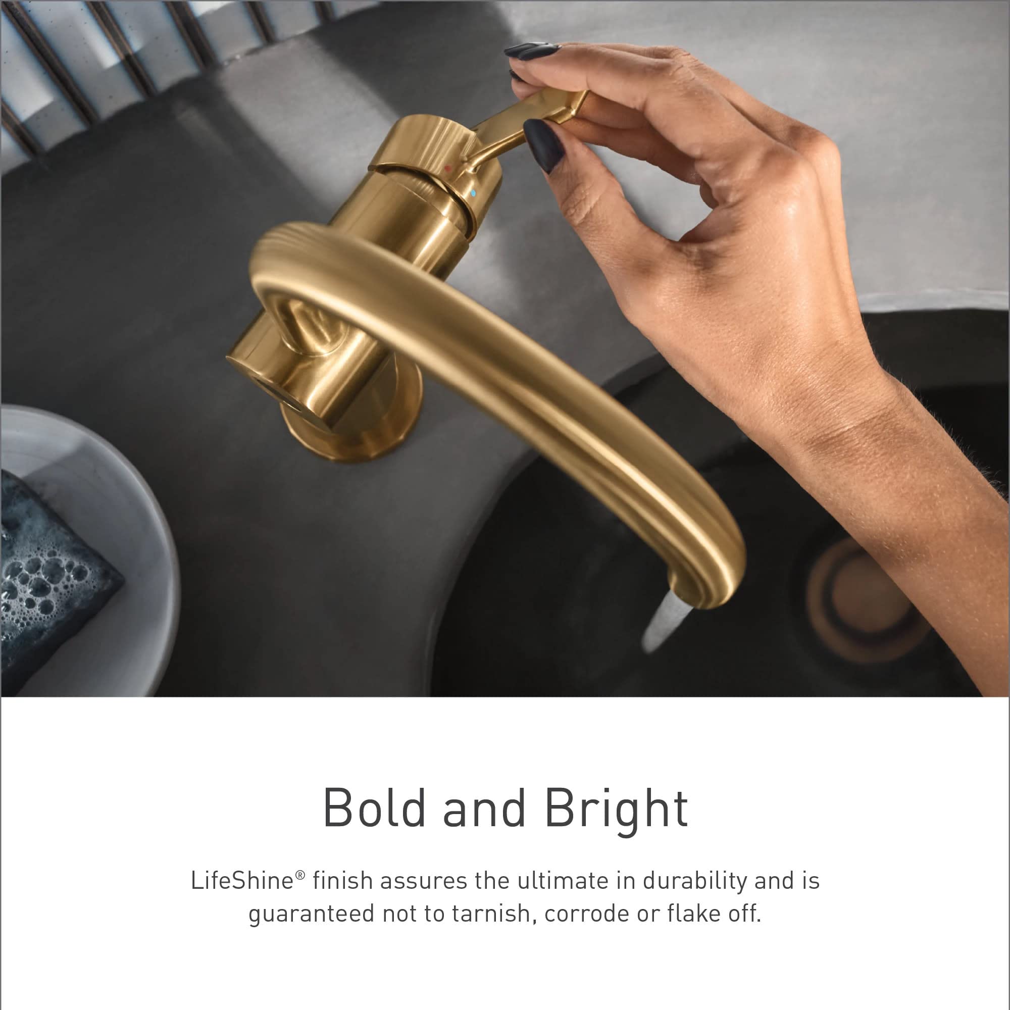 Moen Greenfield Single Handle Bathroom Sink Faucet with Optional Deckplate in Brushed Gold - 6504BG
