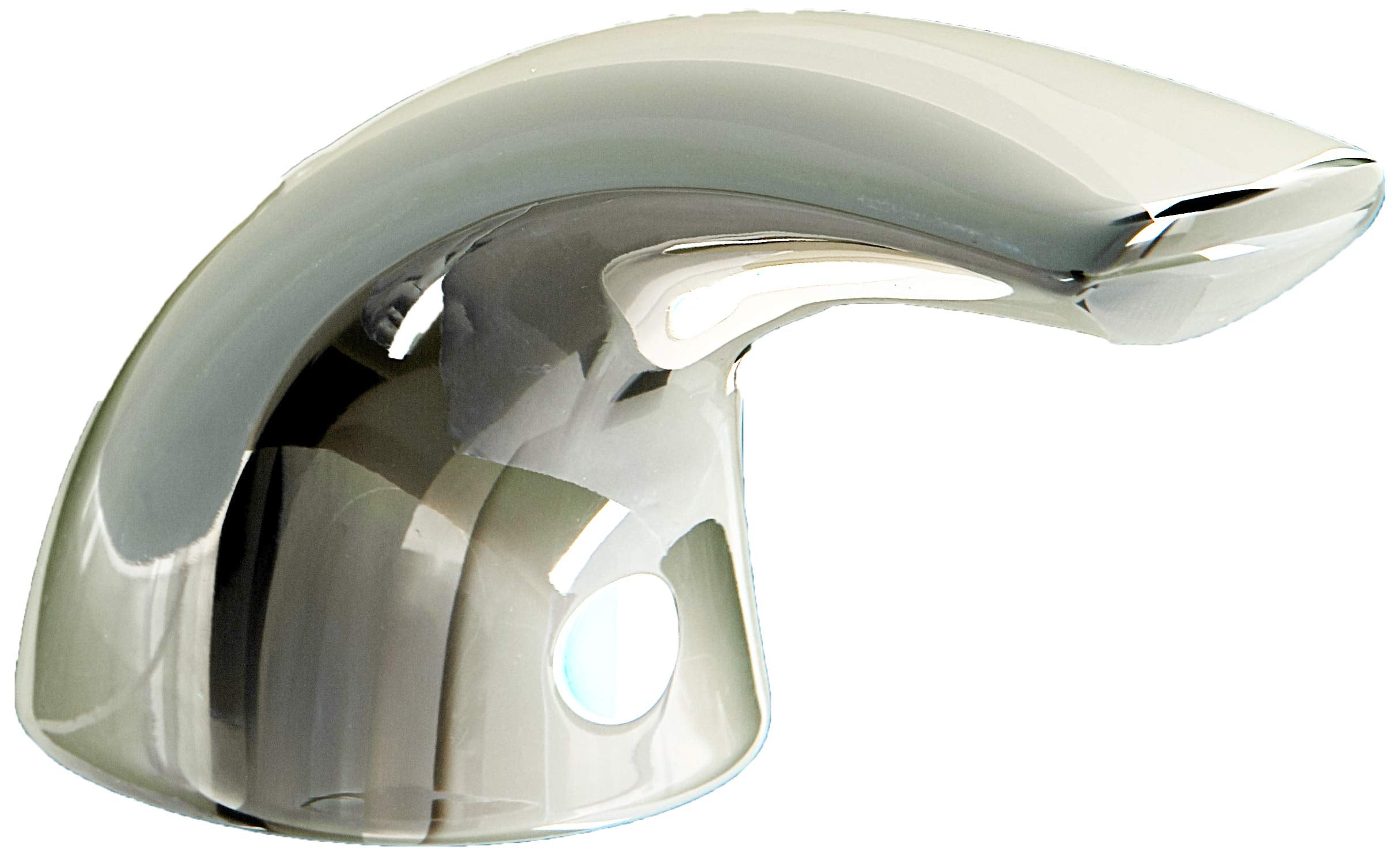 Chrome metal lever handle kit with curved spout design and mounting hole visible.
