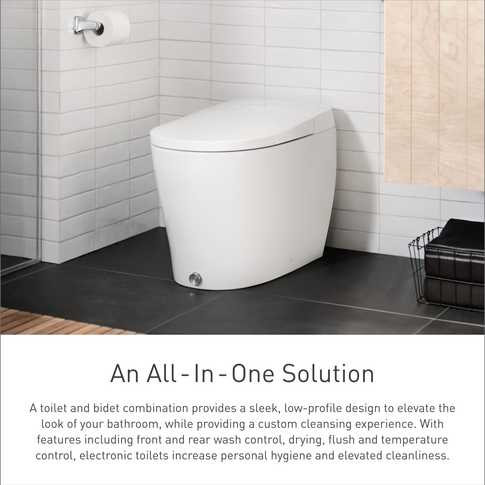 Moen 5 Series Tankless One Piece Elongated Bidet Toilet with UV Sterilization and Hands Free Functionality in White - ET2200