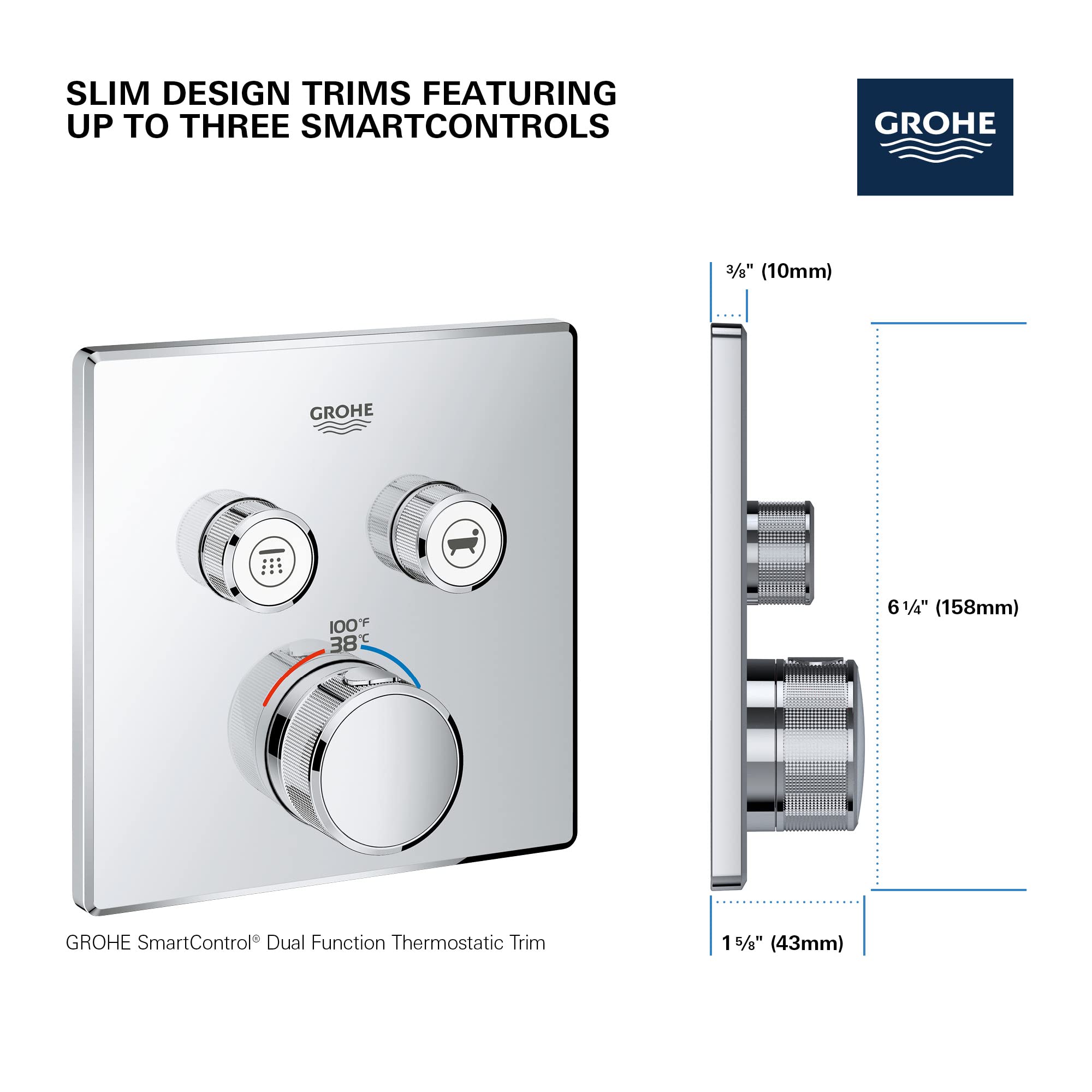 Grohe Grohtherm 291412430 Dual Function Thermostatic Valve Trim in Matte Black