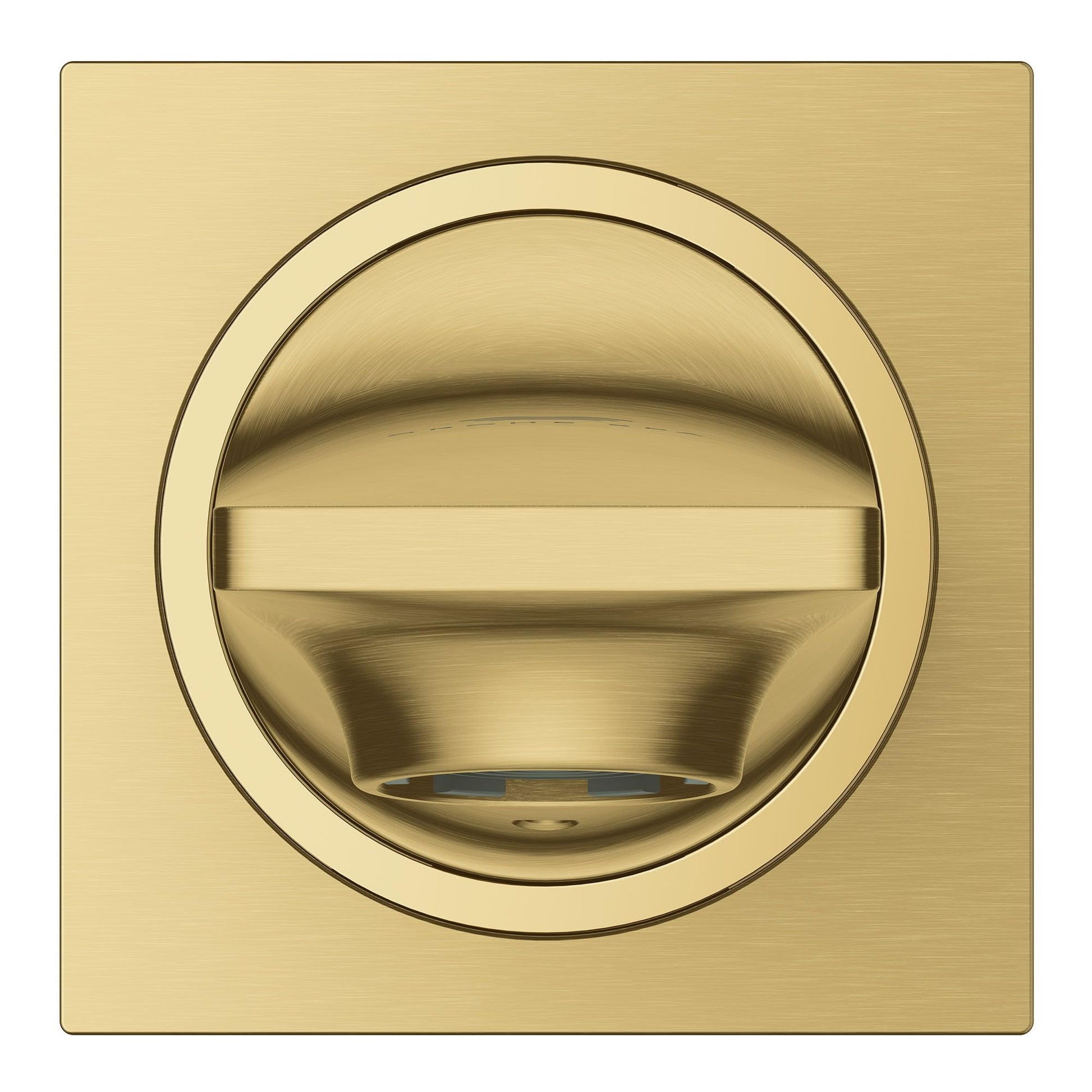 Grohe Allure brushed gold tub spout with curved design and square mounting plate.
