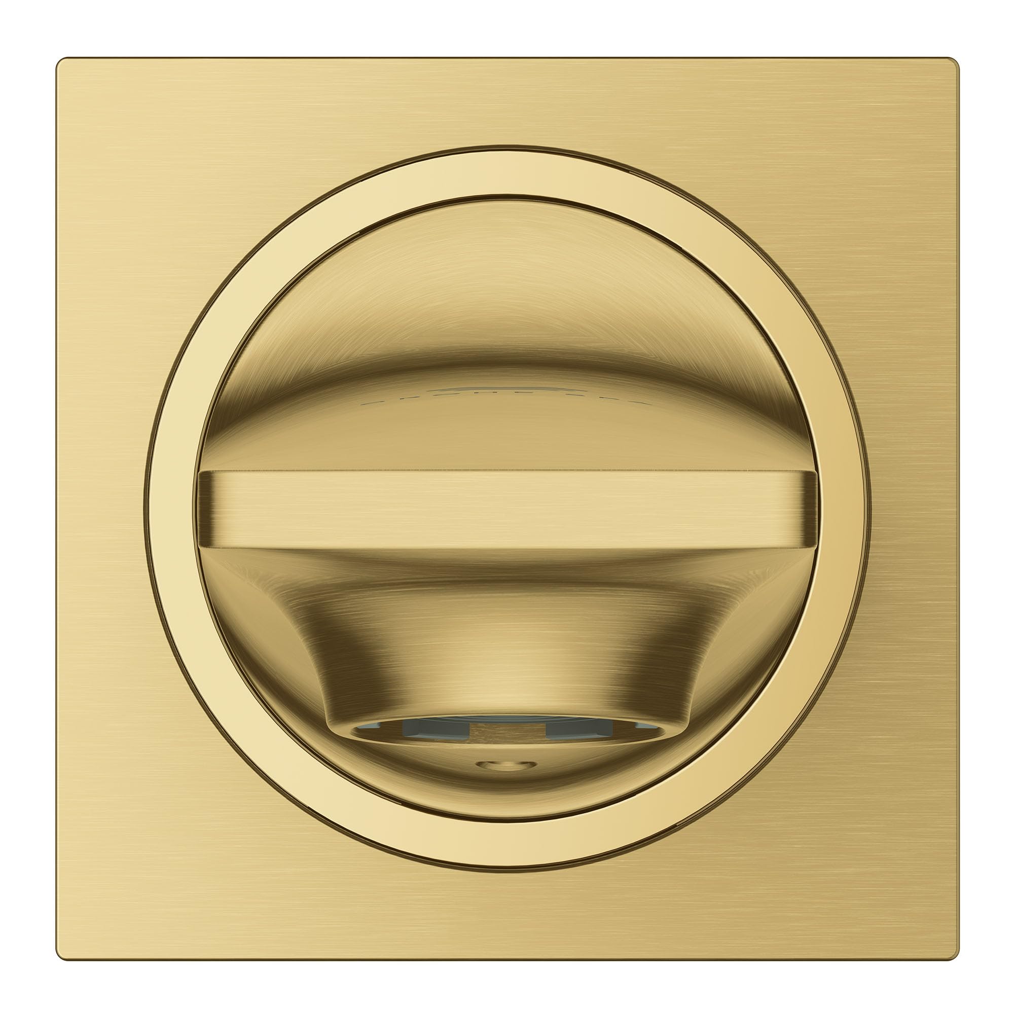Grohe Allure brushed gold tub spout with curved design and square mounting plate.