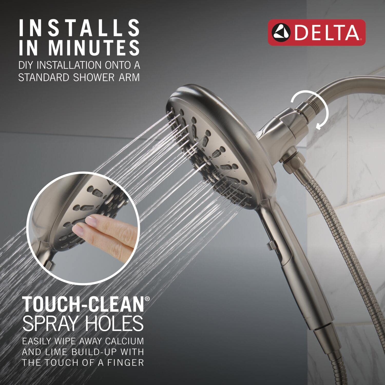 Delta Universal Showering Componentssetting Suredock Magnetic Hand Shower in Lumicoat Stainless - 54910-SS-PR-PK