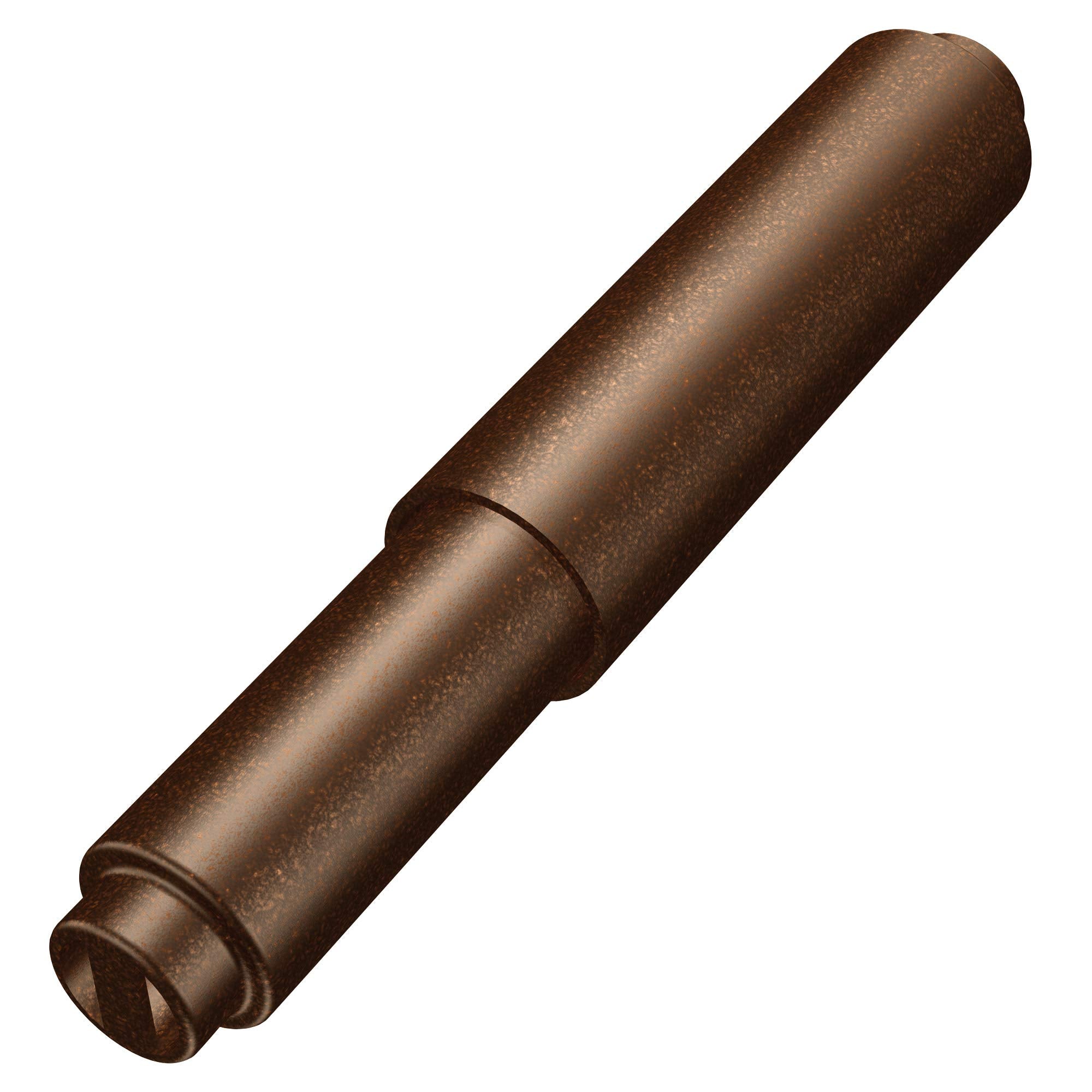 Bronze cylindrical toilet paper roller with textured finish and mounting hardware at base.