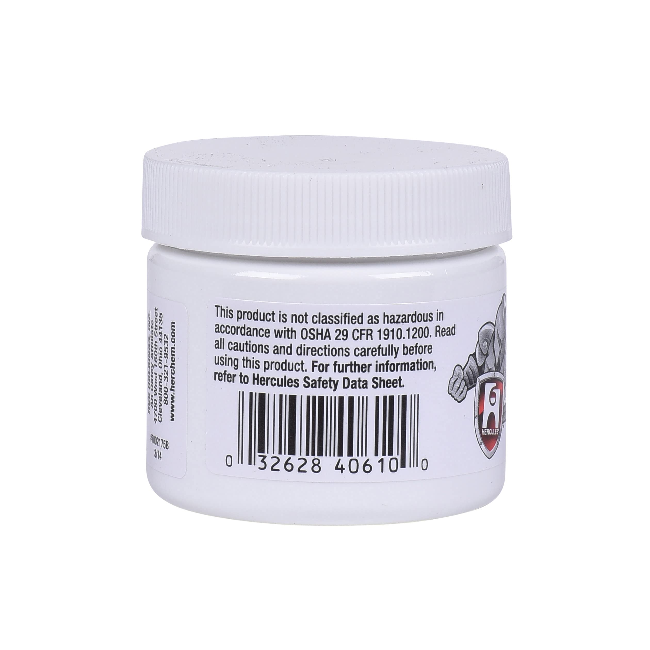 White plastic jar with white screw cap containing silicone grease, labeled with Hercules branding and barcode.